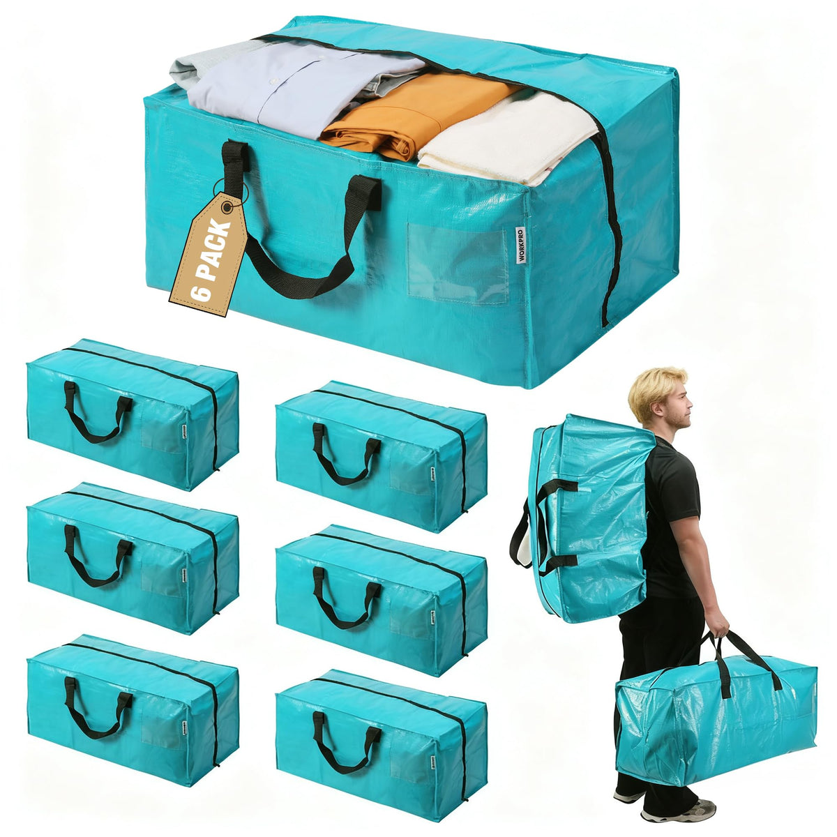 WorkPro blue moving bag full-size with reinforced seams for heavy loads