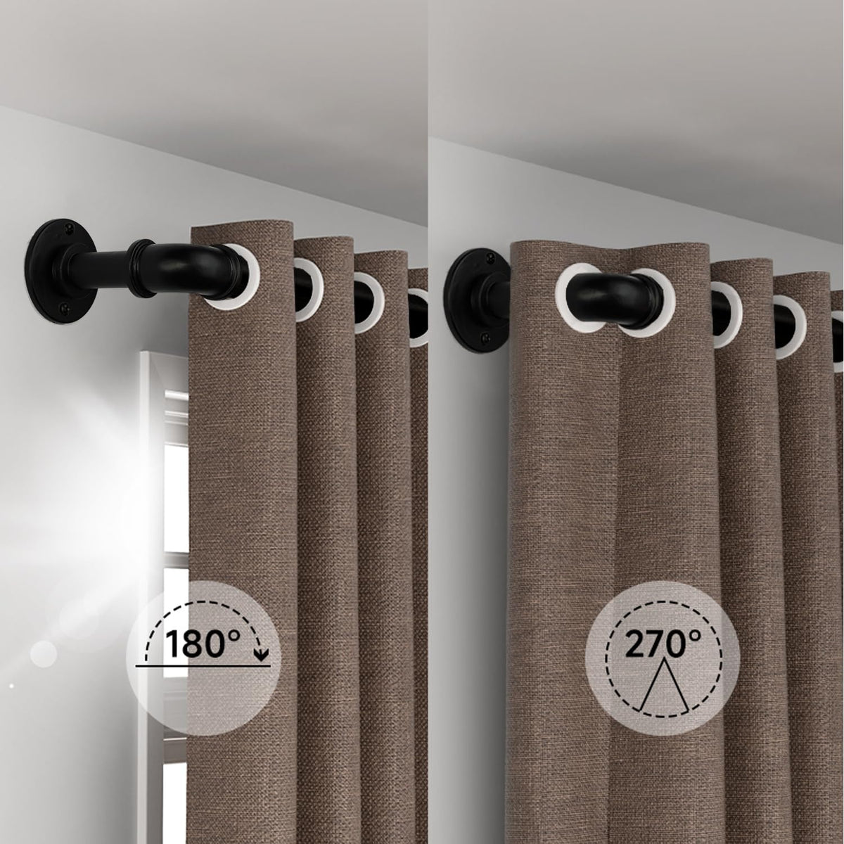 WORLD RODS heavy-duty curtain rod supports up to 50 pounds with sturdy construction.