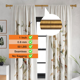 WORLD RODS heavy-duty curtain rod supports up to 50 lbs for durable drapery.