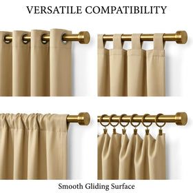 WORLD RODS modern antique brass finish complements varied decor styles.