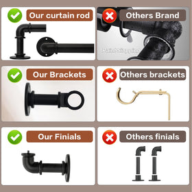 WORLD RODS black curtain rod enhances bedroom and living room aesthetics.