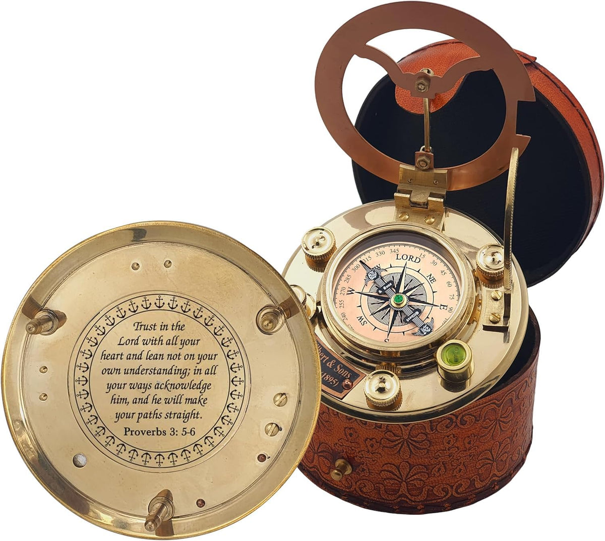 Worldmart brass sundial compass with a timeless, durable finish
