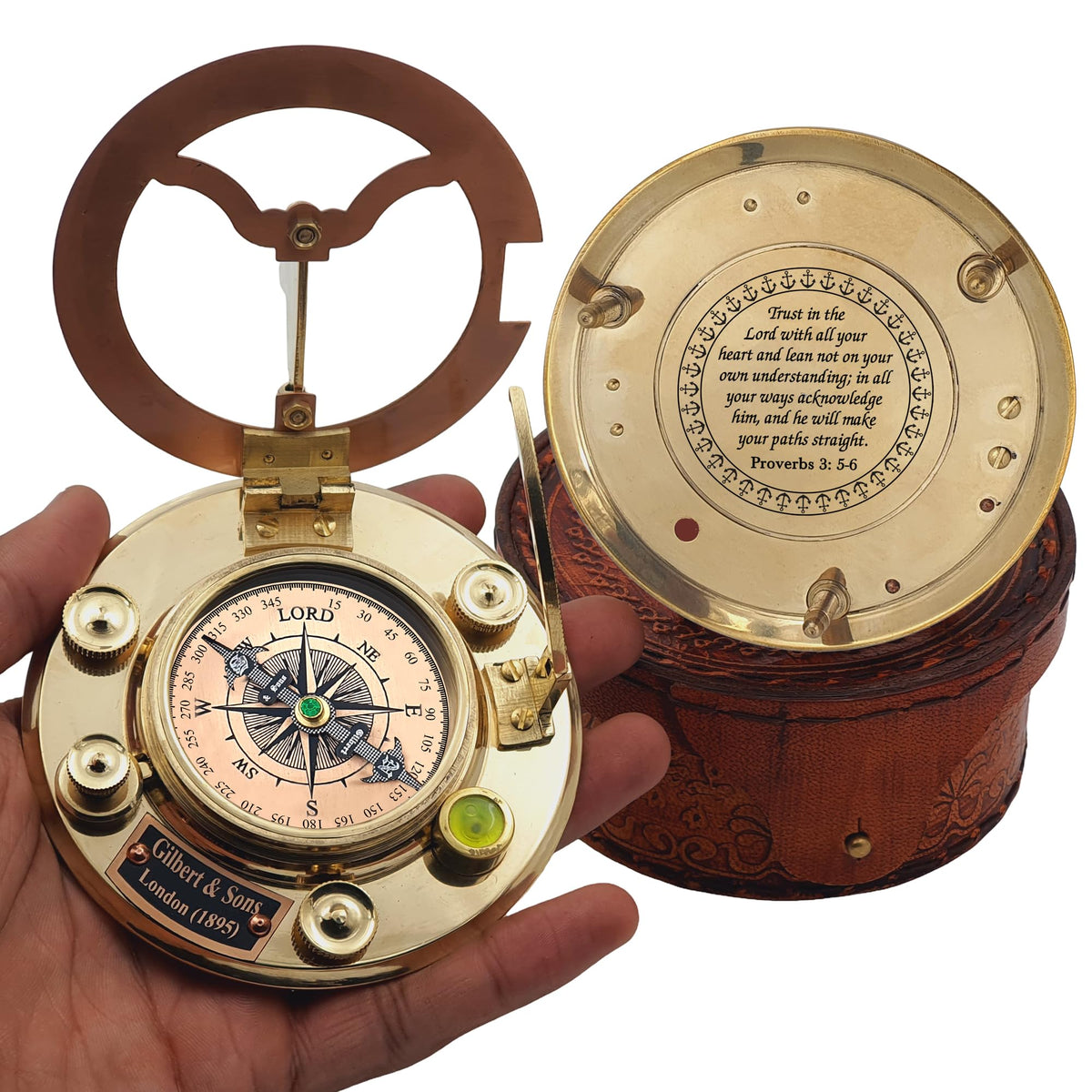 Worldmart premium leather gift box protecting the compass