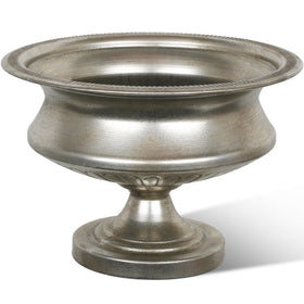 Worth urn vase in silver, close-up, highlighting durable metal finish for elegant home decor.