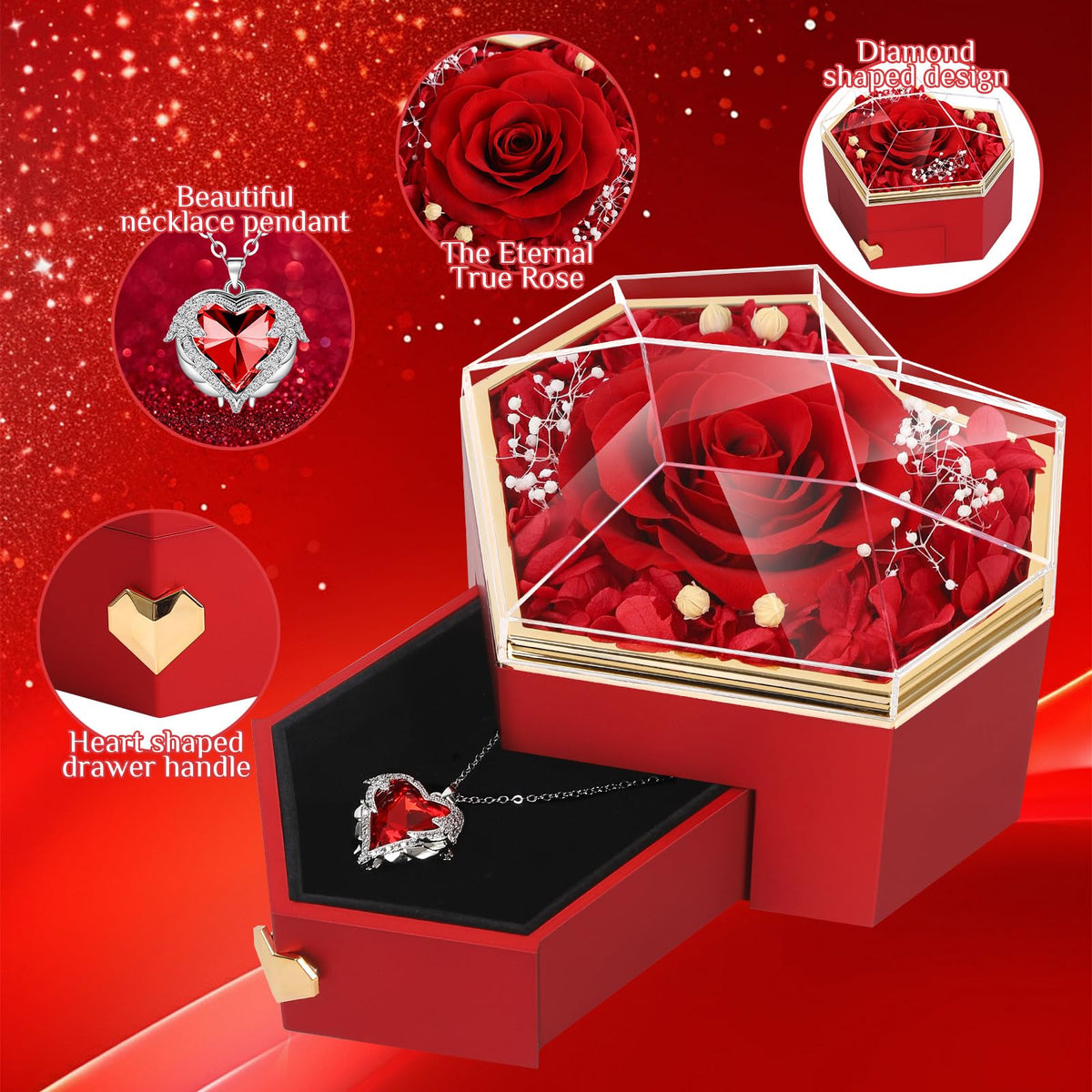 Worthfan diamond-shaped gift box closeup highlighting elegant keepsake packaging.