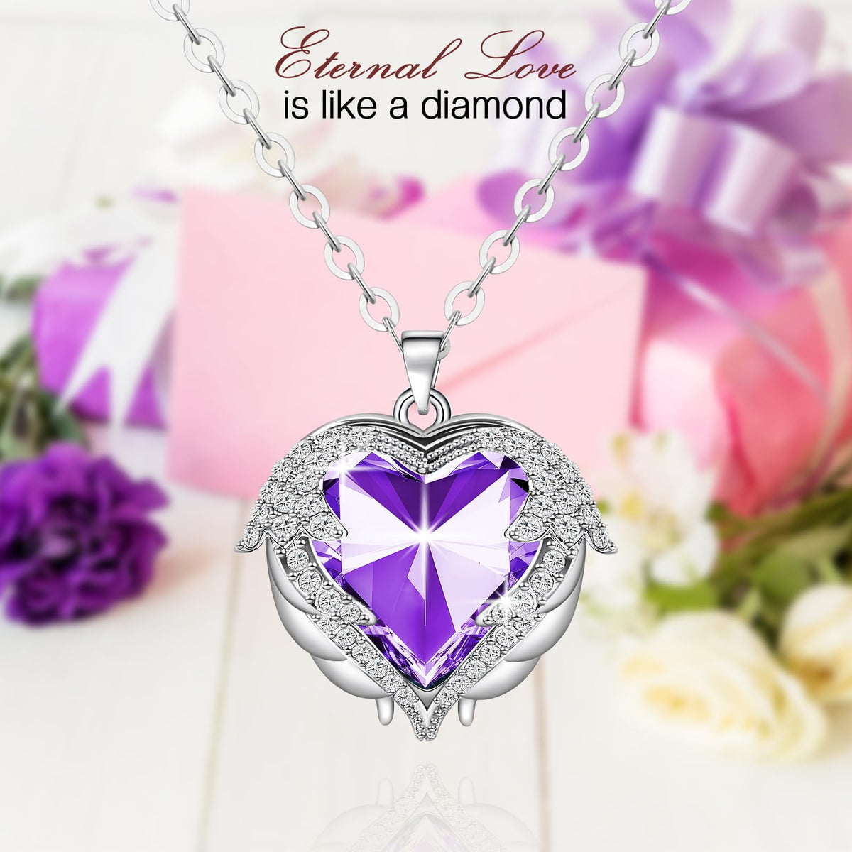 Worthfan necklace inside the box complements the rose as a thoughtful gift