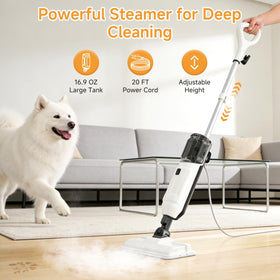Wotaste steam mop on multiple floor types for chemical-free cleaning