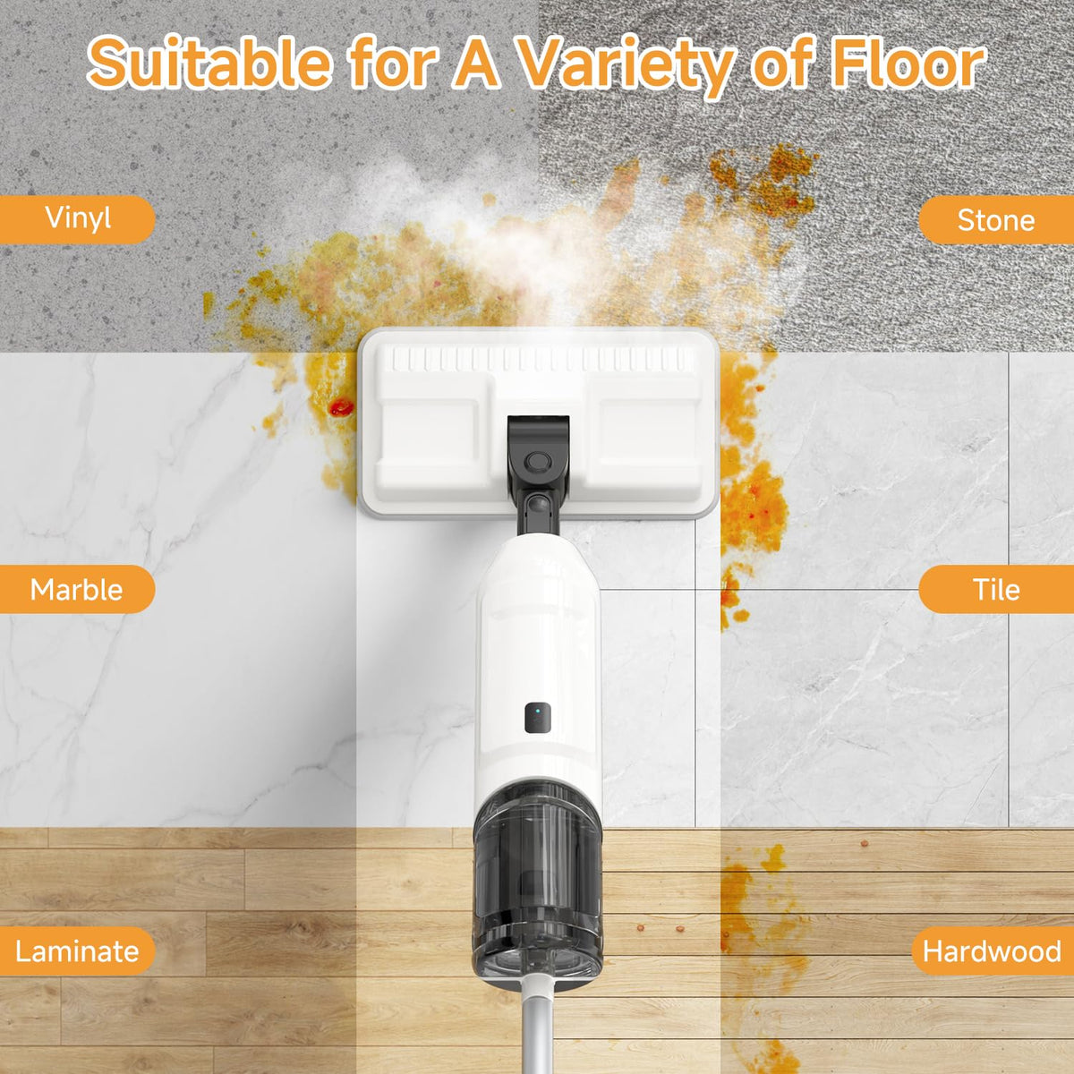 Wotaste smart-design steam mop with lightweight handling and adjustable height