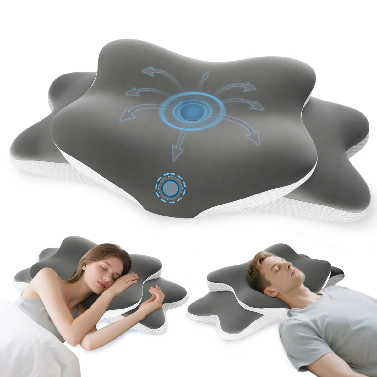 Wotyamomioo cervical neck pillow side view showing ergonomic support