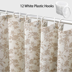 WOUVMA beige floral pattern curtain viewed in natural light for cottagecore style.