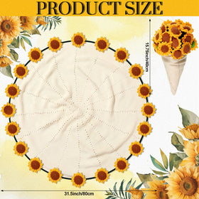 WovWeave crochet blanket showcases 3D sunflowers for soft warmth on the couch.