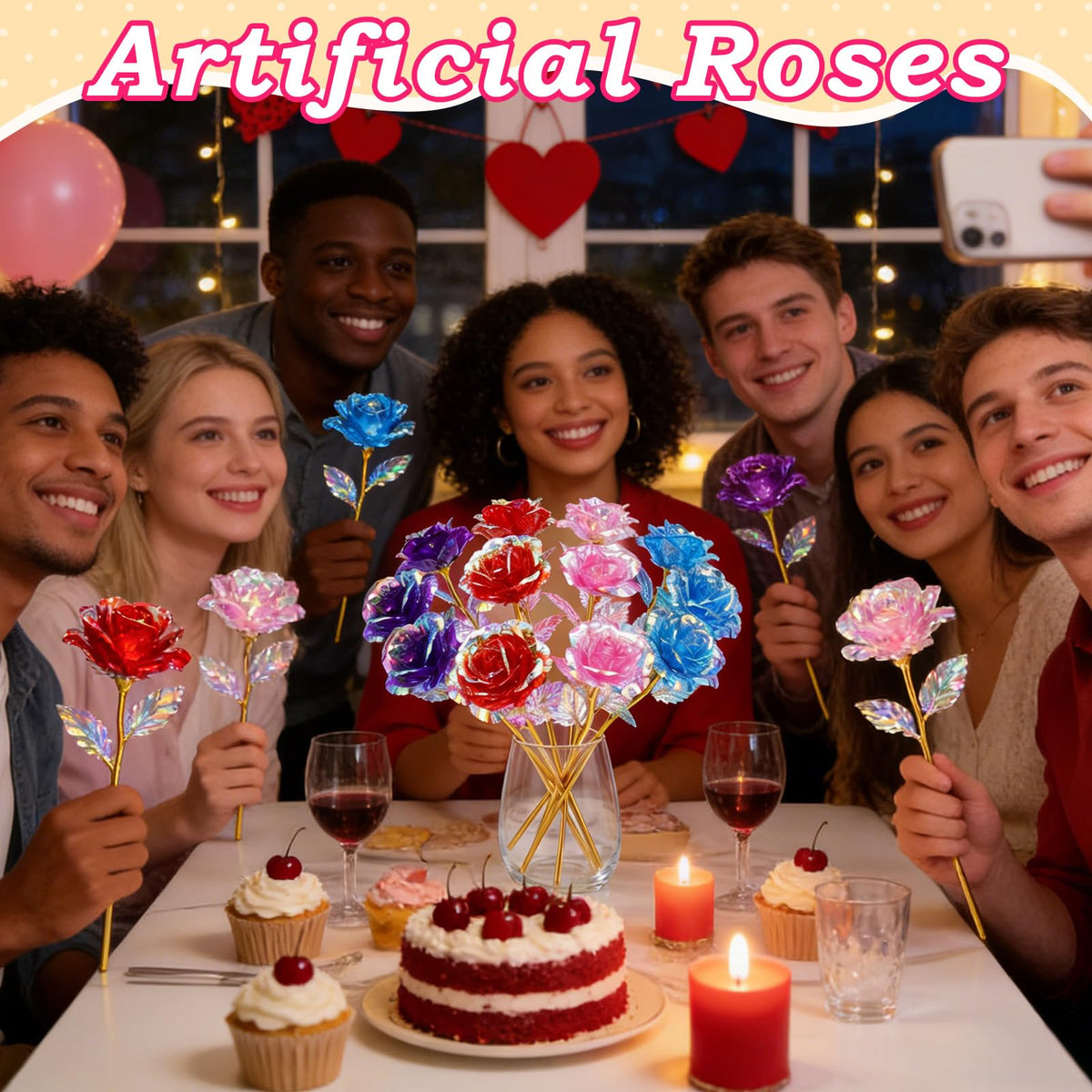 Wowagoga rose arrangement decorative set demonstrates versatile home decor.