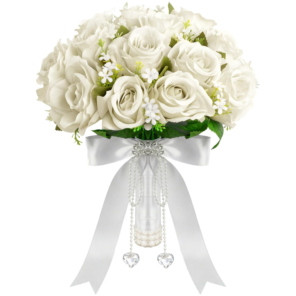 Wowagoga wedding bouquet with pearl crystals for sparkling ceremony decor