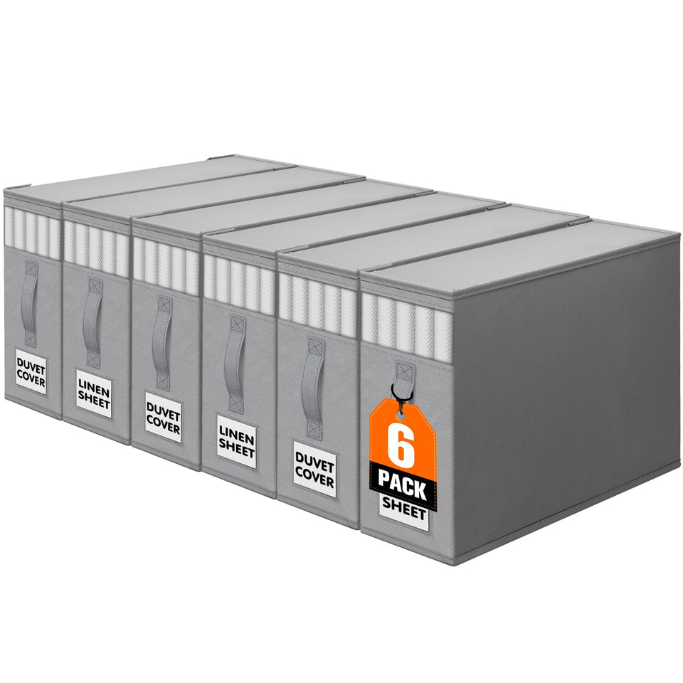 WOWBOX sheet organizers 6-pack in gray with clear window for quick identification.