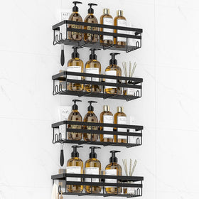 WOWBOX Shower Caddies 4 Pack front view shows rust-proof frame for durable bathroom organization.