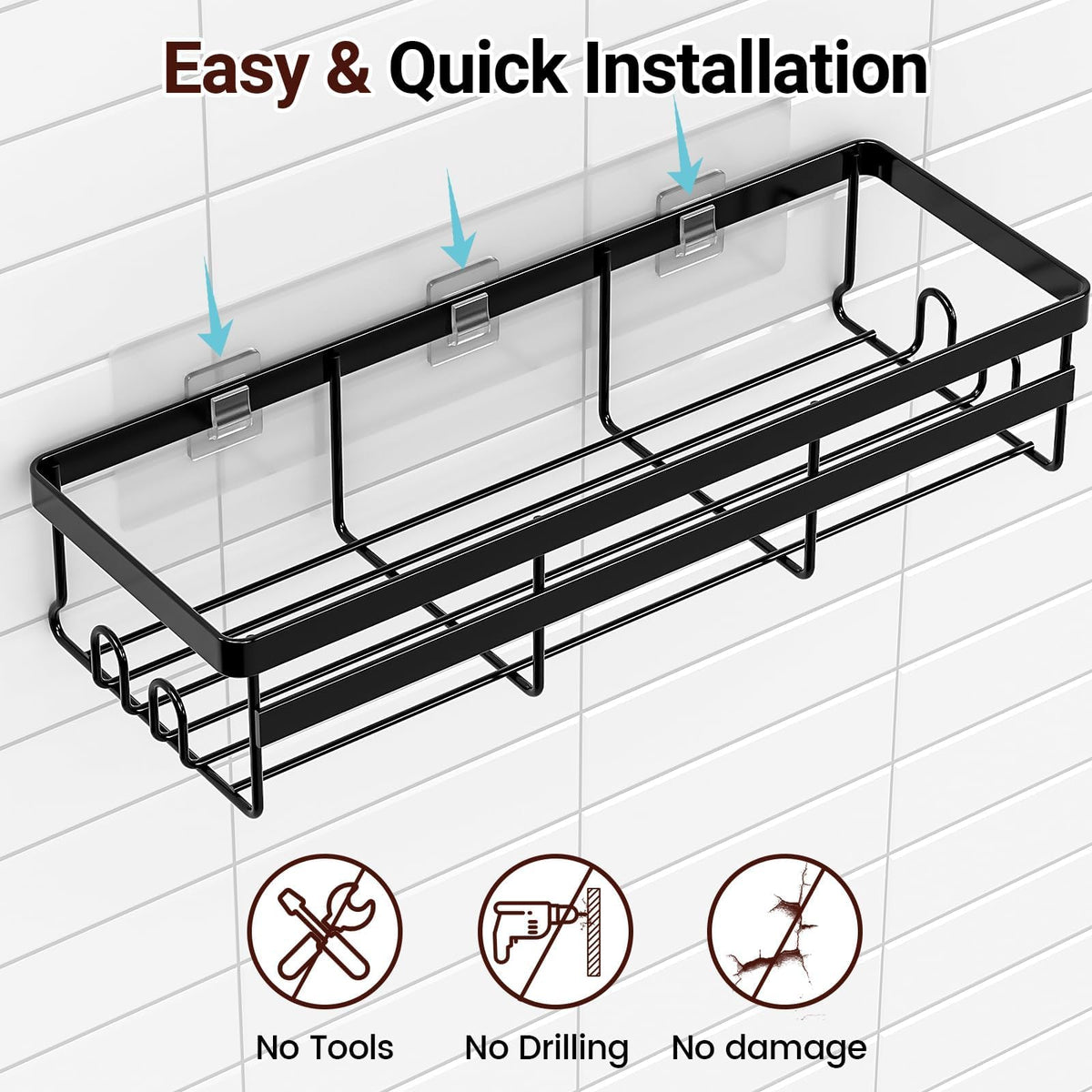 WOWBOX shower caddy hollow bottom design drains moisture quickly
