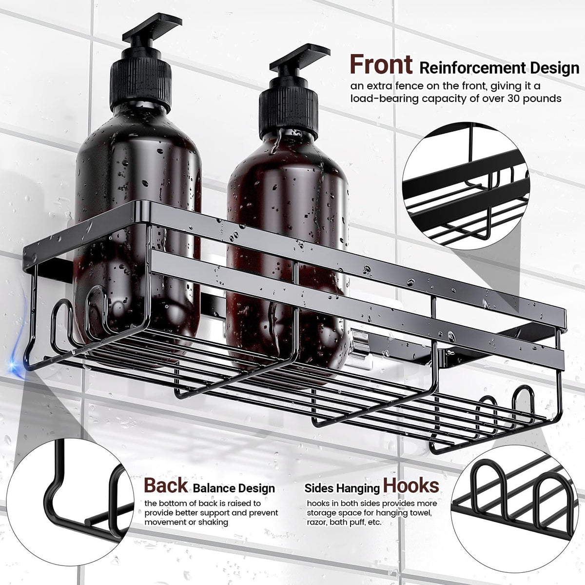 WOWBOX shower caddy rust-proof coating resists moisture