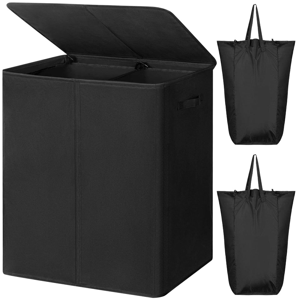 WOWLIVE 154L double laundry hamper with lid offers organized dorm storage.