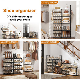 WOWLIVE 9-Tier Shoe Rack dimension detail shows height and width clearly