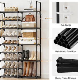 WOWLIVE 9-Tier Shoe Rack in garage stores everyday shoes neatly