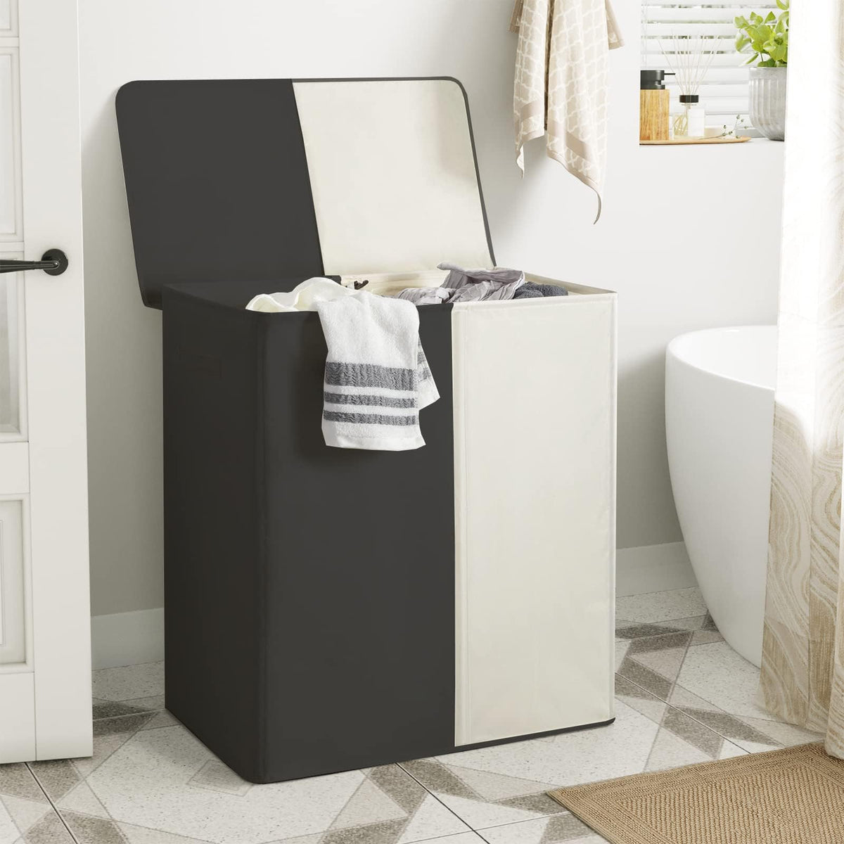 WOWLIVE collapsible dorm laundry bin saves space in small rooms.