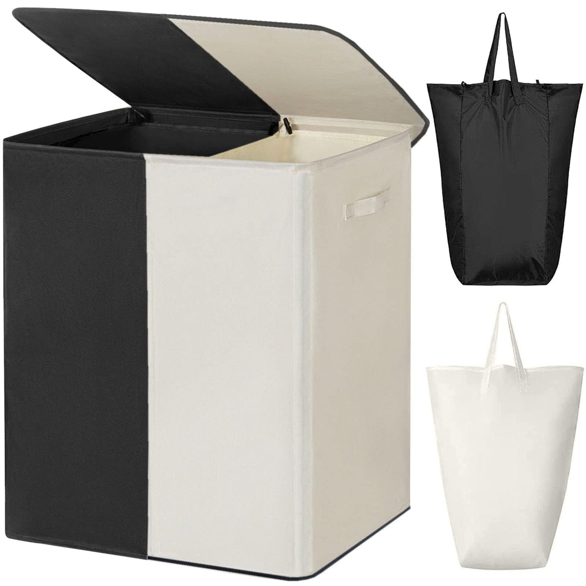 WOWLIVE double laundry basket with lid keeps clothes neatly covered and odors contained.