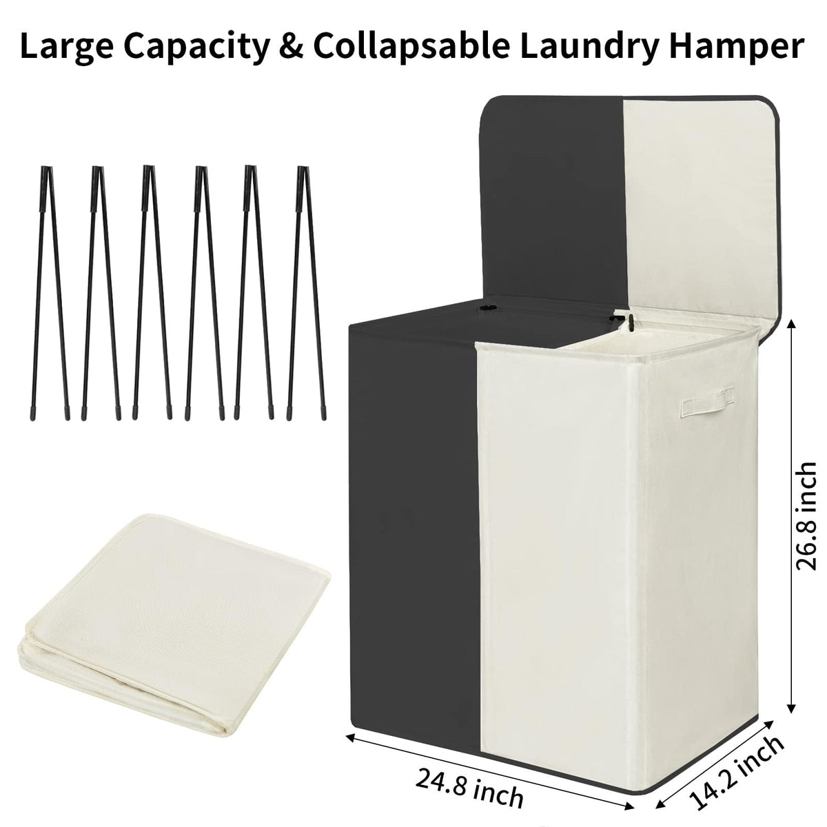 WOWLIVE two-compartment hamper helps sort lights from darks efficiently.