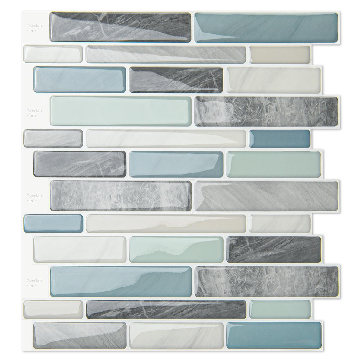 WOWSTAR 10-Sheet Peel and Stick Backsplash Tile in grey-blue, easy DIY kitchen update.