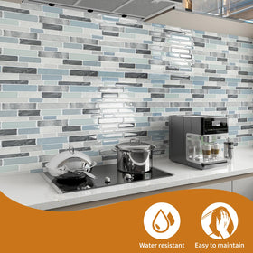 WOWSTAR backsplash tile close-up shows a heat-resistant finish for busy kitchens.