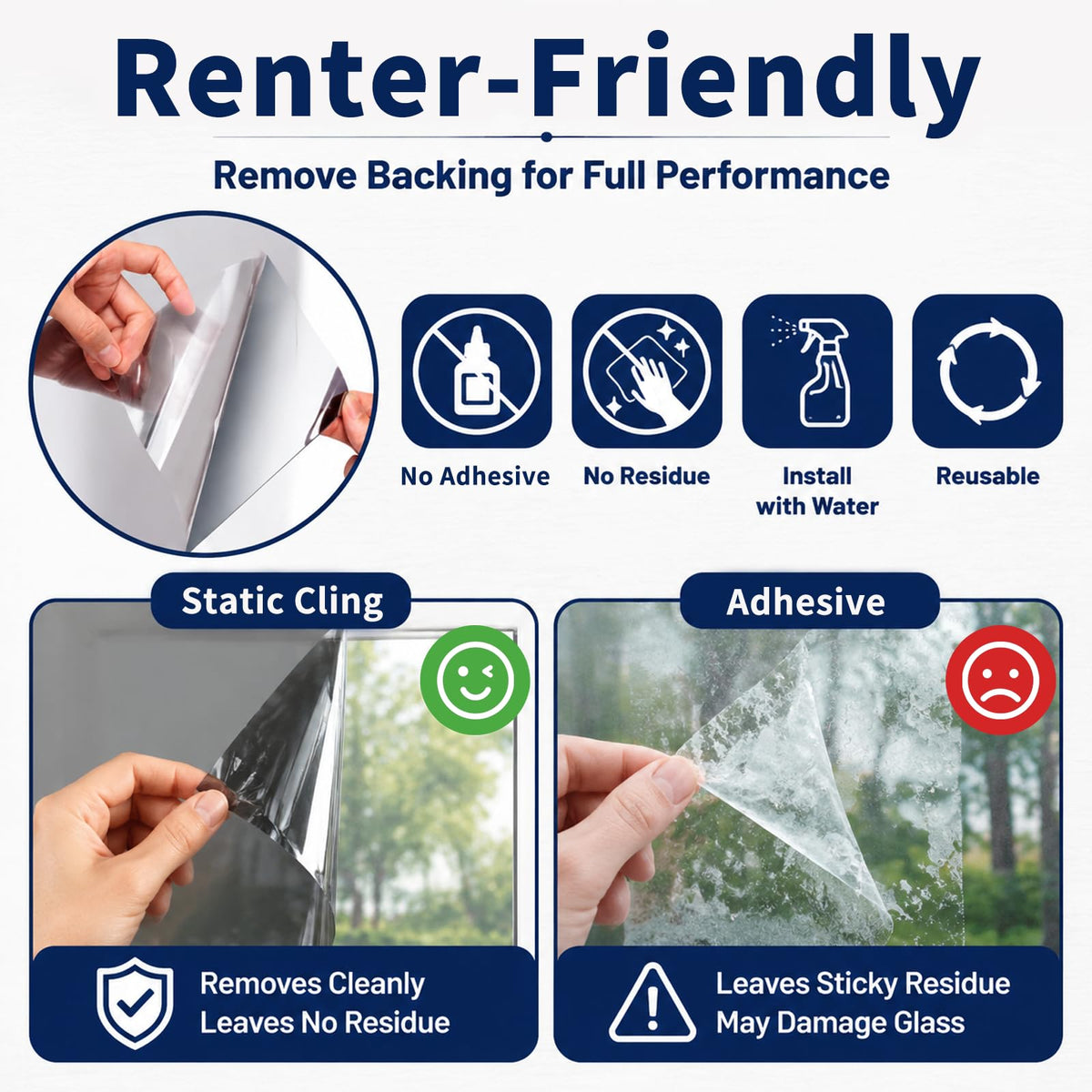 WPCTEV mirror window film side view demonstrating heat control.
