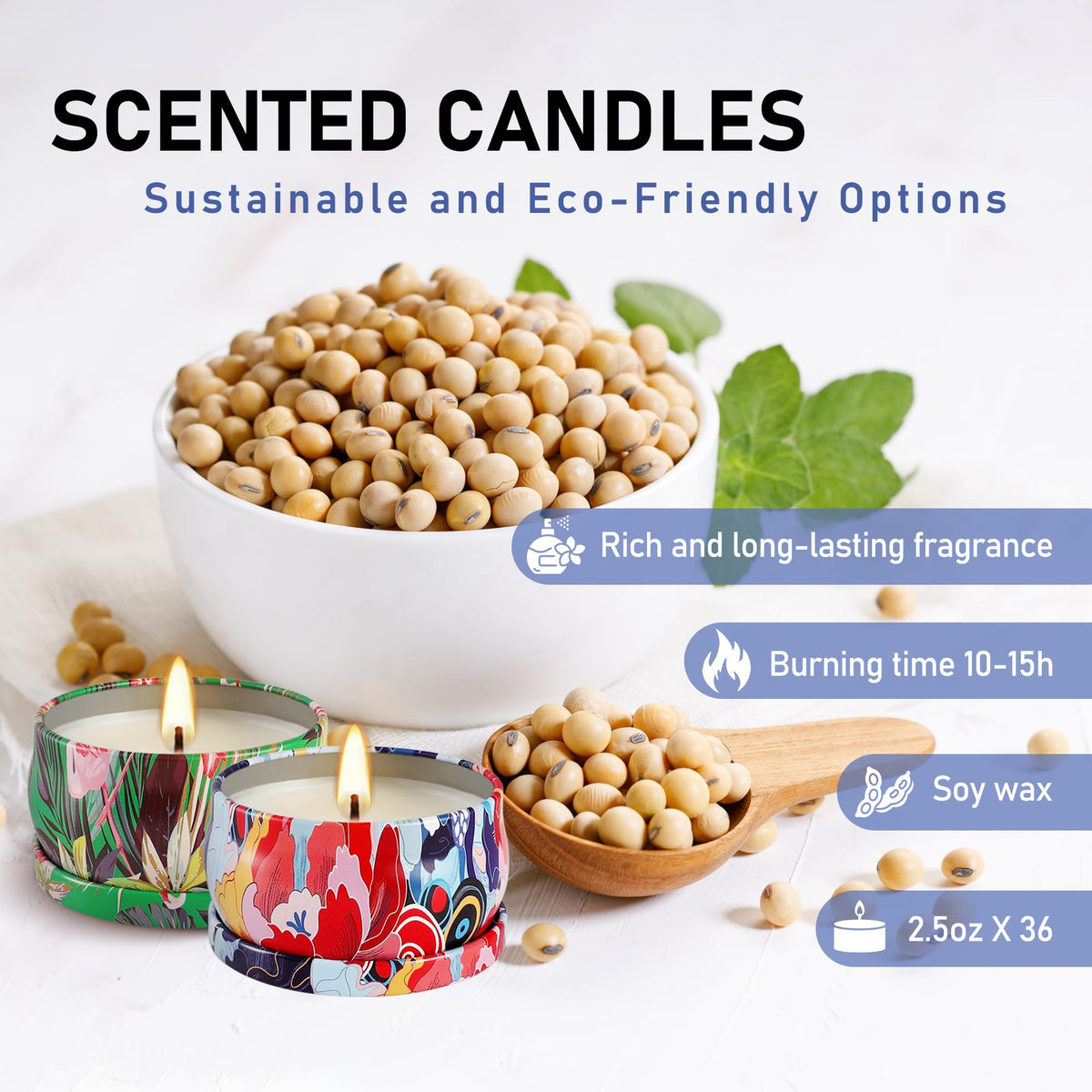 WPONSZU Natural fiber wick detail emphasizes durability and steady flame