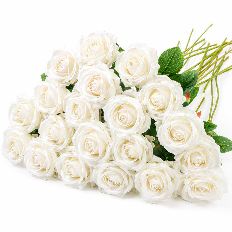 wraleorn real touch white roses 20 stems for elegant wedding arrangements