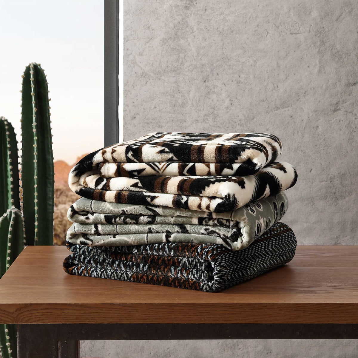Wrangler Sherpa throw living room scene shows lightweight warmth