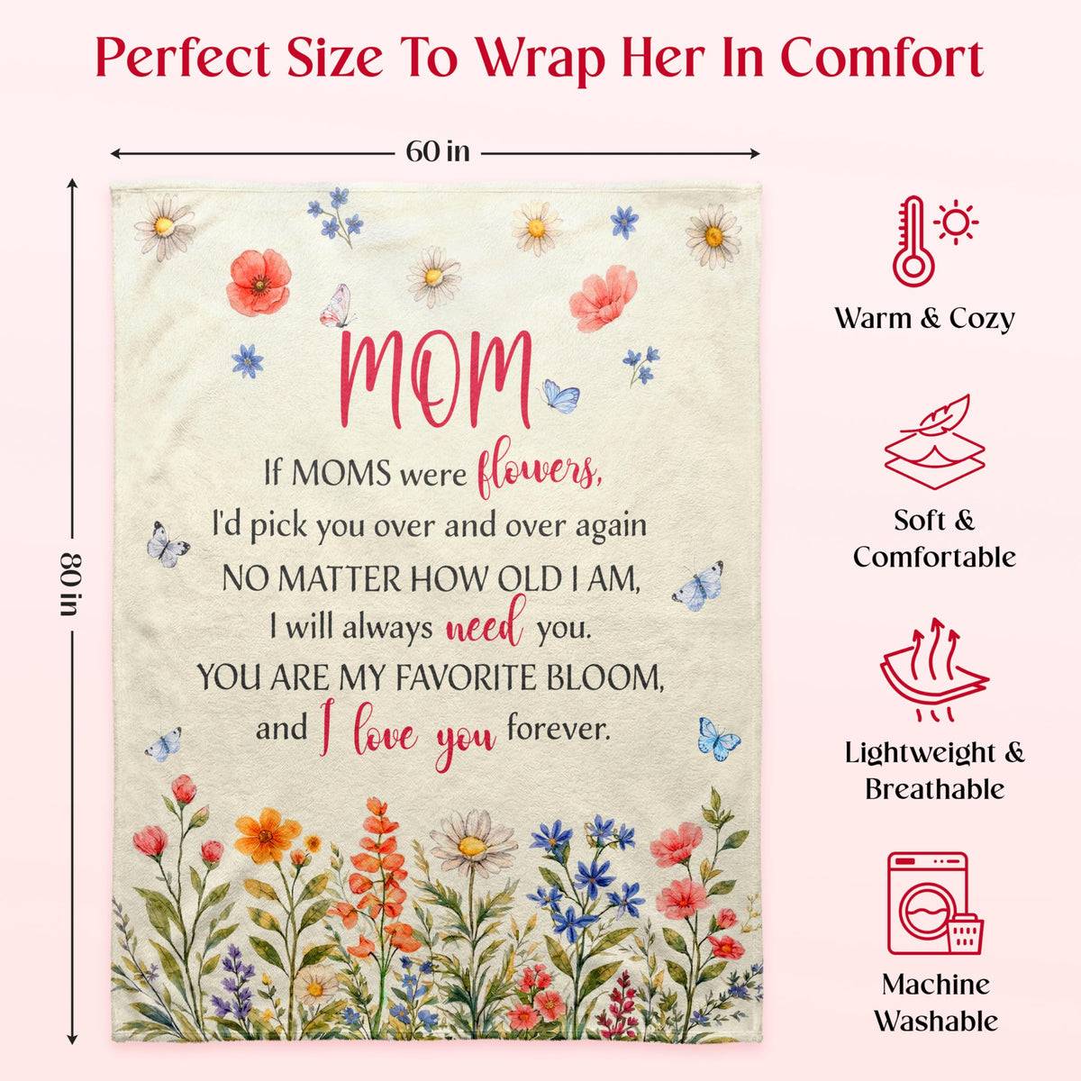 WRAPIX 60x80 blanket unfolded on bed for lounging and gifting.
