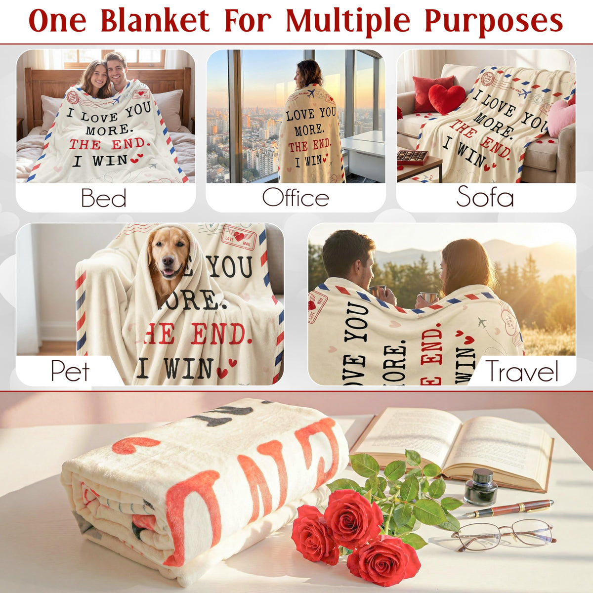 Wrapix blanket size 50x60 inches demonstrated for shared warmth.
