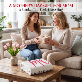 WRAPIX gift-ready blanket with ribbon, easy to present.
