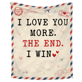 Wrapix I Love You More blanket close-up shows plush fleece for cozy nights.