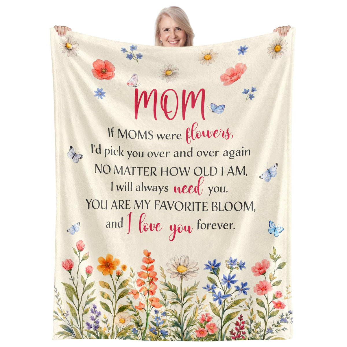 WRAPIX soft fleece blanket on couch for cozy evenings with mom.