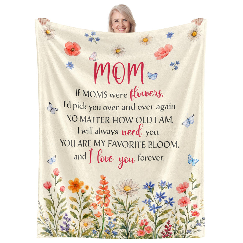 WRAPIX soft fleece blanket on couch for cozy evenings with mom.