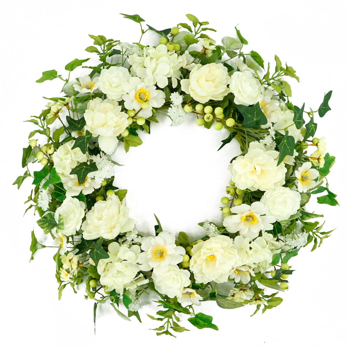 WreathDream artificial spring wreath on front door adds timeless curb appeal