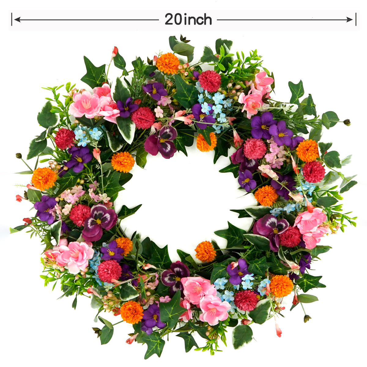 WreathDream purple wildflowers ivy berry wreath for versatile indoor or outdoor display