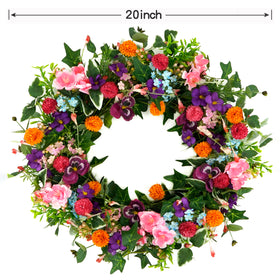 WreathDream purple wildflowers ivy berry wreath for versatile indoor or outdoor display