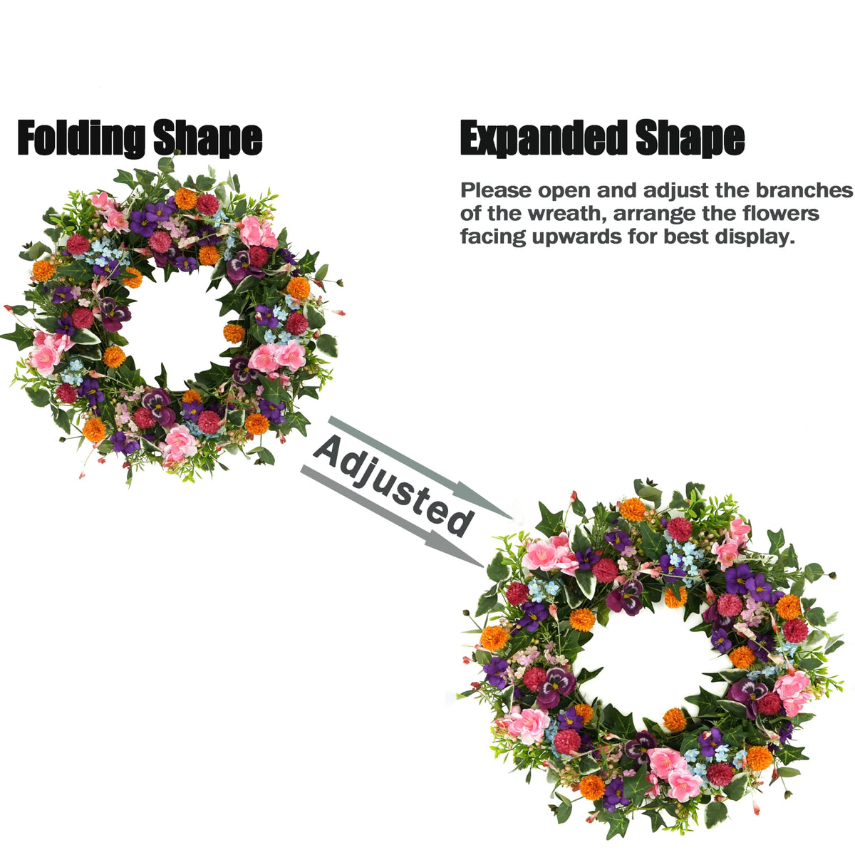 WreathDream small-ball chrysanthemum wreath adds texture and color