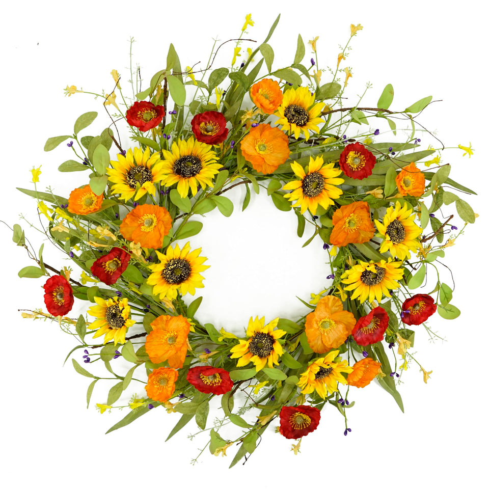 WreathDream spring sunflower front door wreath enhances curb appeal