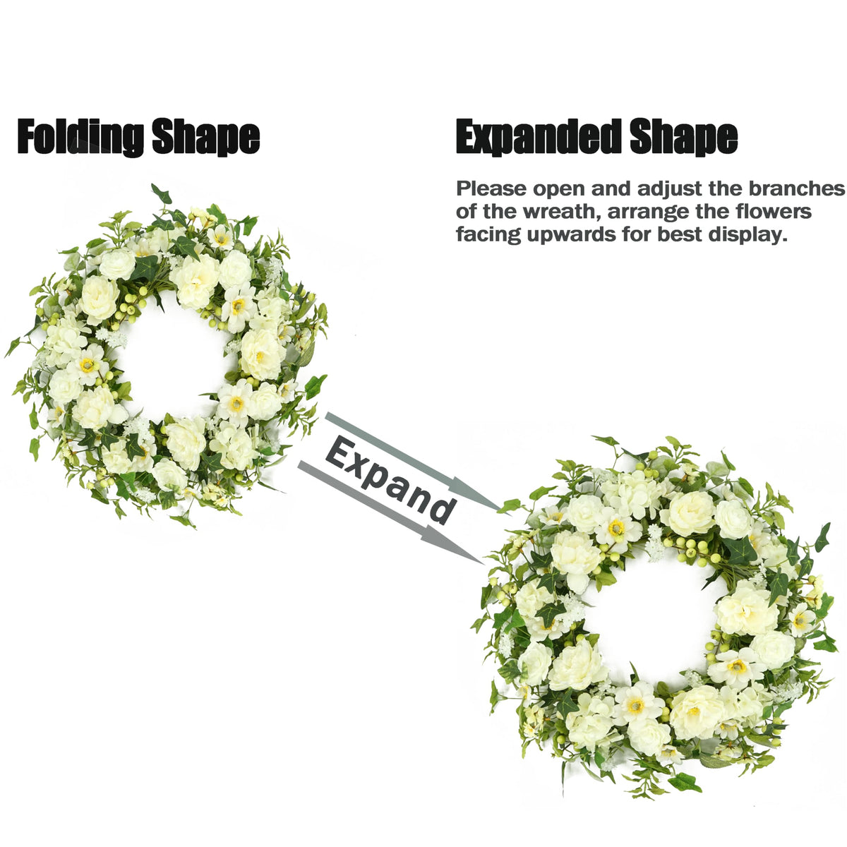 WreathDream white peony close-up highlights texture and color richness