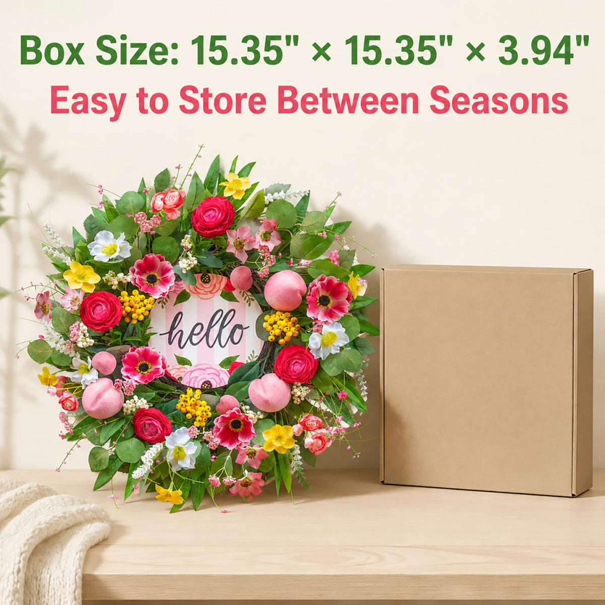 WreathQueen 24 inch diameter provides strong doorway visibility.