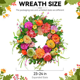 Wreathqueen floral wreath wall decor for indoor or outdoor display