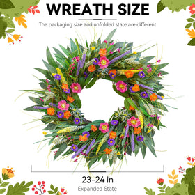 Wreathqueen outdoor-summer-wreath front-door greenery enhances seasonal charm.
