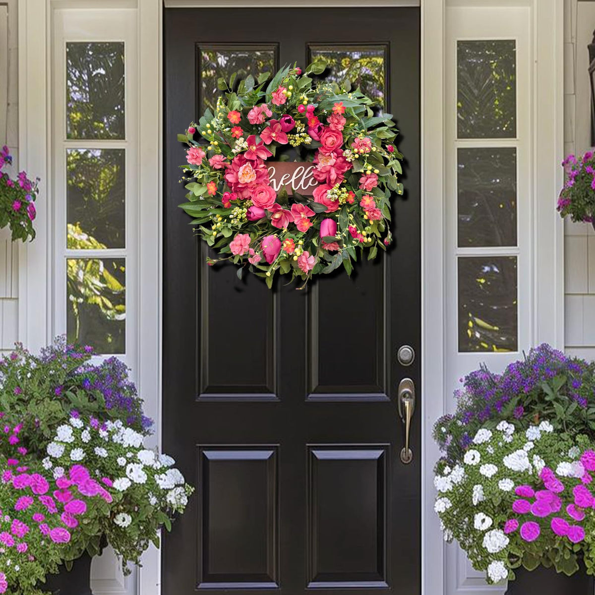 WreathQueen spring-summer wreath offering bold color and farmhouse charm