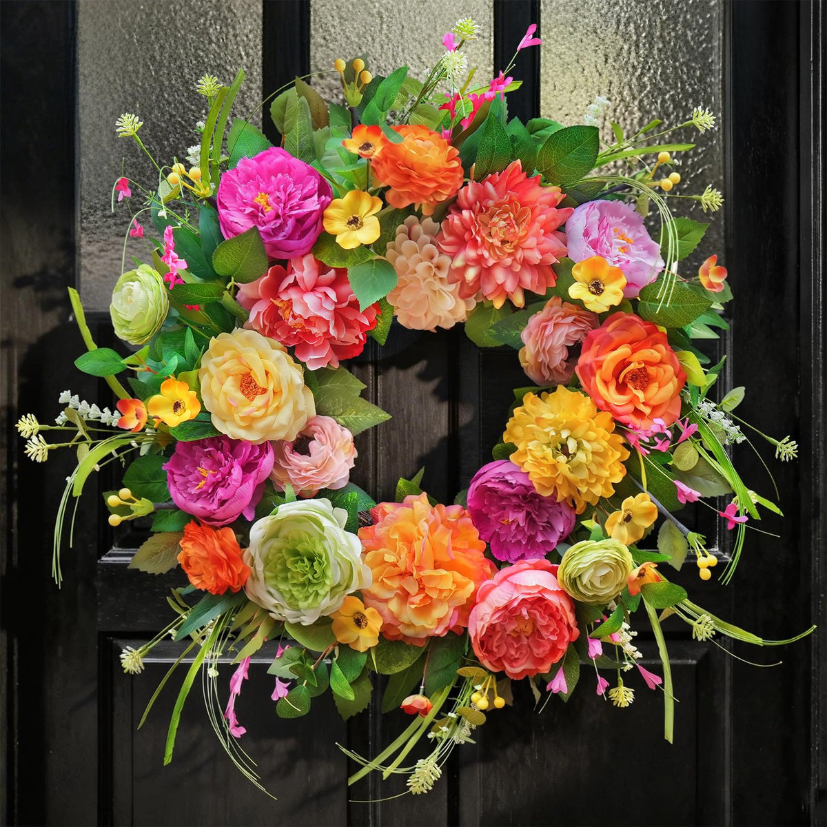 Wreathqueen spring wreath front door 24inch boosts curb appeal with seasonal charm
